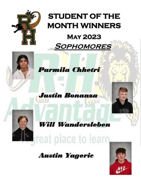 Sophomore Students of the Month for May 2023